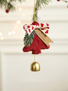 1pc Christmas Decoration Red & White Plush Christmas Tree Bell, Christmas Tree Ornament Hanging Decor, Photography Prop, Suitable For Indoor/Outdoor Christmas, Bar, Party Atmosphere Decoration, Christmas Tree Wind Chime - Multicolor - View 9