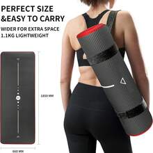 PROIRON 体操垫，带绑带的家用健身垫，防滑训练垫，10/15 毫米厚瑜伽垫和运动垫，健身垫，瑜伽垫，家用训练普拉提垫 - 黑色 - 查看 8