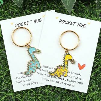 1pc Or 2pcs Cute Dinosaur Keychains, Backpack Wallet Purse Accessories, Unique Birthday Gifts With Love Pocket Hug Card. Perfect For Valentine's Day, Wedding, Thanksgiving, Christmas, Anniversary With Family, Friends And Classmates. Adorable Animal Wallet Handbag Car Charm Earphone Accessories Halloween Valentines Car Accessories Bag Charm School Letter Goth Y2k