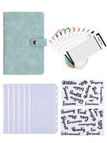 A6 Soft PU Leather Snap Closure Loose-Leaf Binder With Cash Envelope Pocket, Personal Finance Budget Planner, Refillable Cash Wallet For Traveling, Daily Savings Notebook, Household Account Book,Back To School,School Supplies