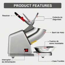 Máquina Raspados Rasuradora Triturador Hielo Stanew JH109S Cocina Accesorio Preparación Bebidas Frappé Hielo Trituradora Manual - Tipo de Enchufe A USA (110-127V) - Ver 3
