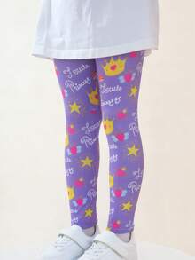 Bộ 6/12 chiếc quần legging ôm sát in hình hoạt hình cho bé gái, nhiều màu sắc, bao gồm cả kiểu dáng ẩn, phù hợp để mặc hàng ngày. - Nhiều màu - Xem 10