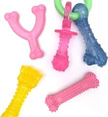 Nylabone New Puppy Chew Toy Bundle, Toys For Teething Puppies, Chicken & Bacon Flavors, Pink, X-Small - Up To 15 Lbs, 4 Pack,11852167 - Màu Hồng  Dưa hấu - Xem 2