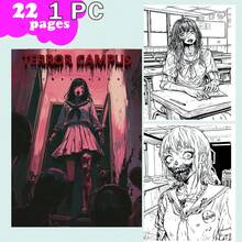 [NEW Terror Campus Coloring Book] 1pc Original Coloring Book , 22 Pages Single-Sided Printing, Clear Lines And Exquisite Patterns, Ideal For Relaxation | Perfect Gift For New Year, Valentine's Day, Christmas, Birthdays, School Holidays, Perfect For Adults & Teens & Child - Multicolor - View 2