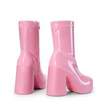 Women's Chunky Platform Ankle Boot High Block Heels Square Toe Lightweight Comfort Party Dress Booties Shoes For Women Women's Chunky Platform Ankle Boot High Block Heels Square Toe Lightweight Comfort Party Dress Booties Shoes For Women - 粉色 - 查看 8