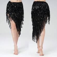 Triangle Sequin Belly Dance Skirt Belly Dance Long Tassel Hip Scarf Festival Costume Women's Latin Dance Skirt With Sequin Tassel Hip Scarf - Multicolor - View 22