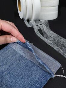 5/10/15M 白色双面粘合衬，用于 DIY 缝纫，坚固的可水洗无纺布纤维胶带，双面衬里，无缝边缘粘合胶带，非常适合服装修改（裤子、牛仔裤、裙子），无需缝纫即可粘合织物 - 白色 - 查看 2