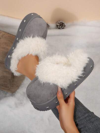 Autumn/Winter New Warm, Comfortable, Soft & Latex Plush Slippers, Indoor/Outdoor Wear For Girl