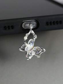 1 件全新蝴蝶珍珠防尘塞，仿珍珠和钻石装饰，渐变色蝴蝶手机防尘塞，手机防尘塞配件 - 彩色 - 查看 8