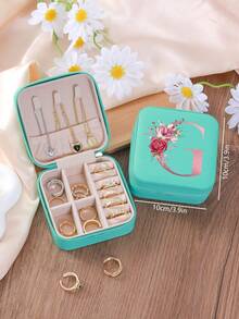 1 件花卉首字母首饰盒、A-Z PU 皮革白色便携式旅行首饰盒、蓝色首饰收纳盒、黑色迷你便携式拉链首饰盒、项链、戒指吊坠、手链、耳环收纳盒、首饰包装盒，适用于母亲的礼物、结婚礼物、伴娘礼物、周年纪念礼物、圣诞礼物和女朋友的精品礼物。 - 彩色 - 查看 35