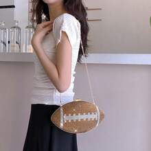 Rugby Chain Women's Bag With Diamond-Encrusted Craft Party Banquet Bag Exquisite Clutch Bag Can Be Carried Across One Shoulder - 金色 - 查看 4