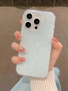 Étui de téléphone souple minimaliste à pois, compatible avec iPhone 16/15/14/13/12/11 Pro Max Plus, avec sangle de poignet, cadre de protection antichoc - Pois bleus - Voir 3