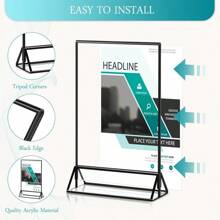 4 Pack4x6inch 5 X 7 Inch Clear Acrylic Sign Holder With Borders And Vertical Stand, Double Sided Table Menu Holders Picture Frames For Restaurant Signs, Wedding Party Table Numbers
