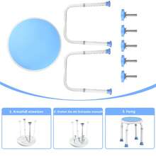Shower Stool With Handle, 37-53cm Height Adjustable, 360° Rotatable Bathtub Seat, Non-Slip Auxiliary Chair - Baby Blue - View 4