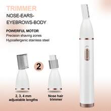 Conduroma 3-In-1 Rechargeable Eyebrow Trimmer For Women & Men – Portable Facial Hair Trimmer With Nose Trimmer Head, Replaceable Precision Cutter Heads And Adjustable 2/3/4mm Comb Lengths For Face, Beard, Eyebrows, Legs & Underarms. - White - View 10
