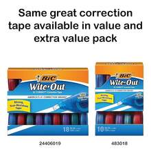 BIC Wite-Out Brand EZ Correct Correction Tape, 19.8 Feet, 4-Count Pack Of White Correction Tape, Fast, Clean And Easy To Use Tear-Resistant Tape Office Or School Supplies-653399 - 白色膠帶2條裝1包 - 查看 4