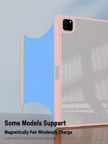 纯色Y型折叠式保护套，兼容iPad 11（A16 2025），多角度支架，笔槽，亚克力后盖，防弯折，磁吸式自动休眠/唤醒功能，适用于iPad第十代（2022），包含镜头保护膜，也适用于iPad Air 4/Air 5/Air 11（M2）/Air 11（M3）2025、iPad第七/八/九代（10.2英寸）以及iPad Pro 11（2018、2020、2021、2022），PU皮革材质，粉色 - 粉色 - 查看 4