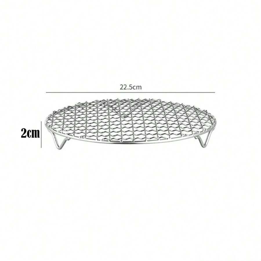 Rejilla redonda para freidora de aire, parrilla apilable de acero inoxidable, red para barbacoa con rejilla de refrigeración para pies, rejilla para hornear al para el hogar y la cocina - 22,5 cm - Ver 1