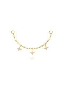 1 件双链 925 纯银耳环女士复古耳环配饰礼物送给她婚礼派对返校季 - 金色 - 查看 15