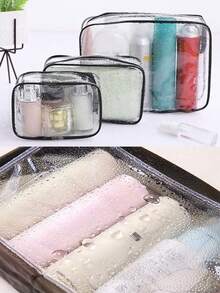 3pcs/Set High Quality PVC Makeup Bag, Suitable For Women And Girls, Large Capacity Travel Toiletry Organizer Bag With Zipper Closure, Lightweight, Fade-Resistant And Easy To Clean, Transparent PVC Makeup Bag, Beauty Products Storage Bag, Large Plastic Tote Travel Makeup Bag, Waterproof Handbag, Outdoor Travel Business Waterproof Dustproof Toiletry Cosmetic Organizer Bag, Gift, Convenient Waterproof Zipper Plastic Bag Toiletry Bag Make Up Bag - Multicolor - View 7