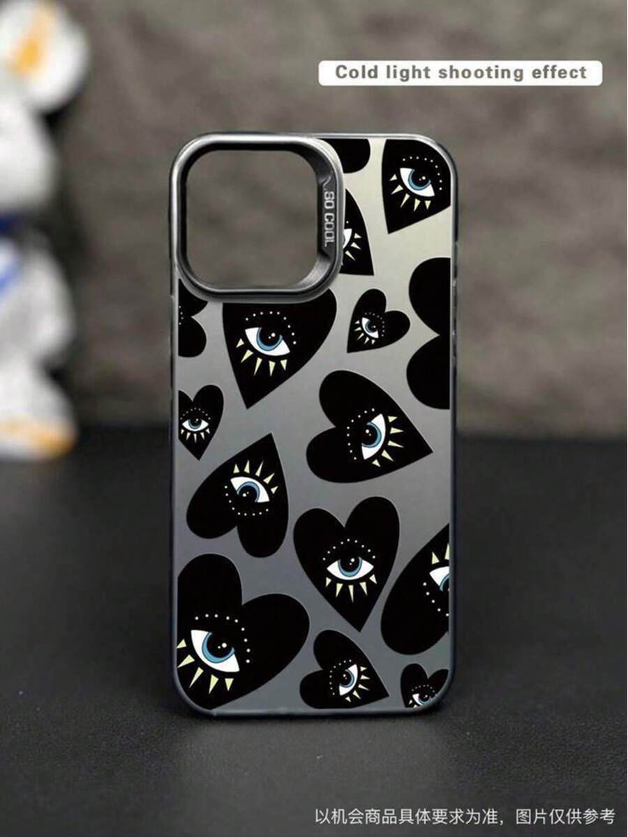 1 pieza Funda protectora holográfica láser con forma de corazón negro compatible con iPhone 14 Pro, 13, 11/12, 15 Plus, 14 Pro Max, 13, 12, 15 Pro Max, serie 16 - Negro - Ver 1