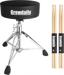 Drum Throne Seat,Adjustable Stool Drum Universal Thick Padded Drum Throne Drummer Stool With 2Pacs 5A Drumsticks - 1 - Xem 1
