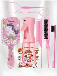 Miniature Cartoon Comb And A Set Of Continuous Spray Bottles With Cartoon Patterns - 4/6/8 Set,Brush,Hair Brushes,Edge Brush,Brush Hair,Hair Comb,Comb Hair,Detangling Brush,Ball Brush,Mini Hair Brush,Hair Brush Set,Wooden Comb,Hair Brush,Hairbrush,Hair Combs,Barber,Hair Tools,Hair Products,Hair Accessories,Slick Back Brush,Hair Care,Hair Comb,Barber Accessories,Comb Hair,Curly Hair Brush,Travel,Hair Stuff,Detangling Brush,Ball Brush,Mini Hair Brush,Hair Accessories,Curly Hair Products,Hairdressing Equipment,Christmas,Barber Accessories,Hair Accessories,Hairdressing,Wooden Comb, Comb, Slick Back Brush, Hairbrush, Edge Brush, Brush Hair, Hair Comb, Hair Brush Set, Comb Hair, Mini Hair Brush, Detangling Brush,Hair Products, Hair Tools, Hair Stuff, Hair Care, Curly Hair Brush, Barber, Barber Accessories, Hairdressing Equipment,Travel Essentials,Hairstyle,Hairdressing - Multicolor - View 2