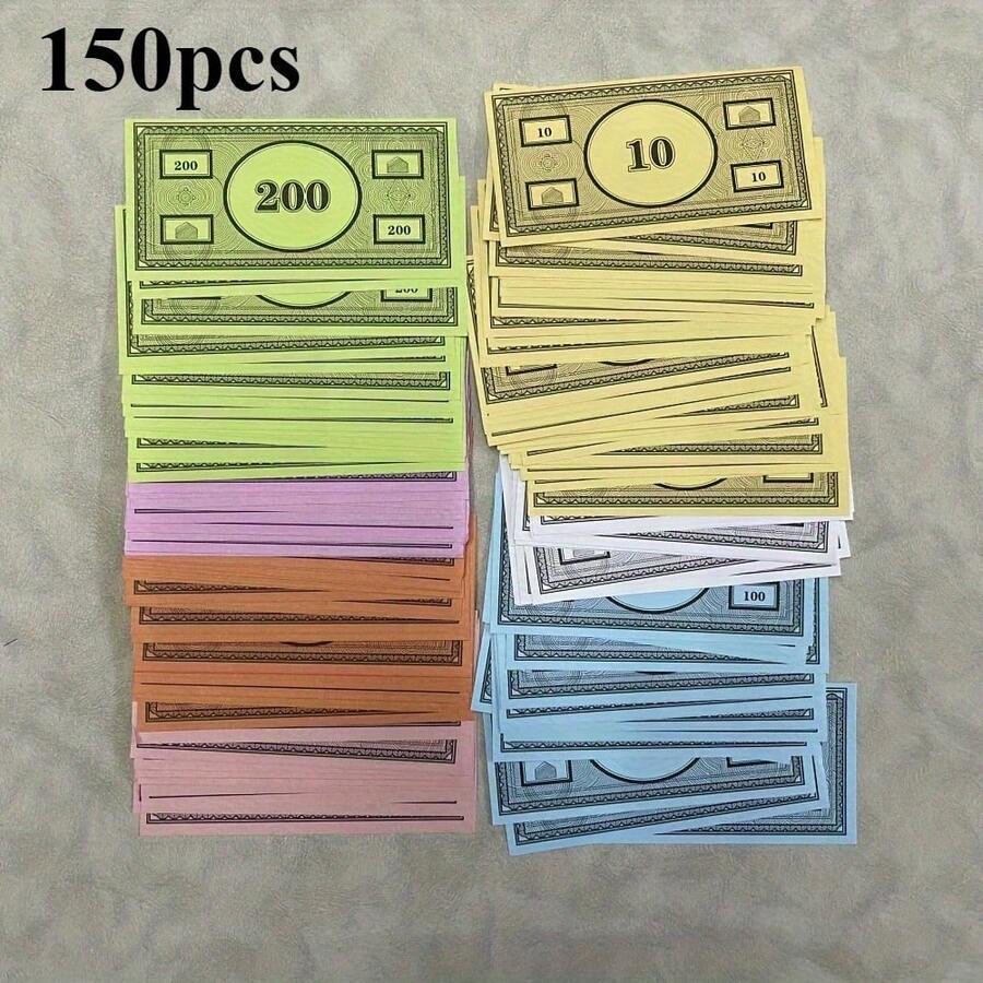 150-Piece Multi-Currency Game Money Set - Realistic Play Cash For Board Games & Educational Tools, Durable Pretend Bills & Coins (Pack For Gaming Accessories) - Đạo cụ trò chơi tiền giấy - Xem 1