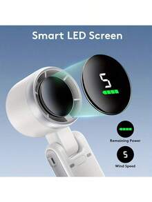 Portable Handheld Mini Fan, Foldable Strong Airflow Turbo Fan, USB Rechargeable Personal Fan, 5 Wind Speeds, Digital Display, Suitable For Women, Men, Travel, Camping, Outdoor, Home, Office, Ideal Choice Summer Cooling,Beach,Travel