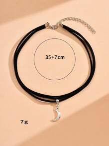 Moon Charm Choker - Black and White - View 4