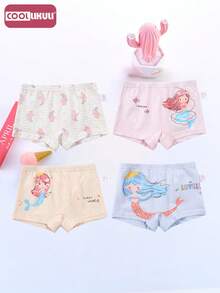 Coollikuli 8 piezas de calzoncillos tipo bóxer para niñas con estampado floral pequeño de sirena de dibujos animados, cómodos y suaves, ropa interior para niñas de varios colores y tallas grandes