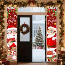 1 par de banderas decorativas navideñas, banderas colgantes decorativas navideñas lindas para el pórtico, decoración elegante para interiores y exteriores, ideal para el pórtico, el jardín, el garaje y la decoración del hogar
