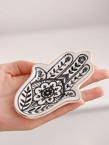 1pc Ceramic Jewelry Storage Tray, Creative Gold Edged Ring Necklace Jewelry Tray. Palm Shaped Home Decoration. Jewelry Storage - Multicolor - View 10