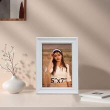 1 pieza/4 piezas Marco de fotos decorativo retro blanco europeo, decoración de pared, muestra fotos de 3.5x5", 4x6", 5x7", 6x8", 8x10", horizontal o vertical para mesa o pared, adecuado para dormitorio, sala de estar, regalo ideal para Halloween, Navidad, Año Nuevo (se incluye papel fotográfico al azar)