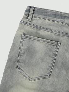 Quần jeans ống loe phong cách đường phố, kiểu dáng đơn giản, thiết kế ống loe, quần ống đứng đa năng, có nút và khóa kéo, thích hợp làm quà tặng cho chồng hoặc bạn trai - Màu xanh lam - Xem 7