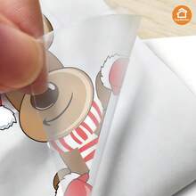 SUPSTICKER 1/2 件圣诞元素可爱卡通驯鹿和圣诞老人家居装饰贴纸，自粘 PVC 贴花，适用于客厅、卧室、厨房、浴室、墙壁、窗户、冰箱、节日氛围，12.79 * 9.33 英寸房间装饰墙贴墙贴 - 彩色 - 查看 4