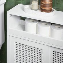 SoBuy BZR119-W, Narrow Bathroom Cabinet Storage Cabinet With 2 Sliding Doors, Bathroom Toilet Paper Roll Holder On Wheels Bathroom Organizer Bathroom Decor Summer Bathroom Accessories - White - View 5