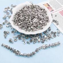 50/200pcs Mixed Spacer Beads Set DIY Jewelry - Zinc Alloy, Fashionable Textured Metal Design, Suitable For Necklaces, Bracelets And Rings