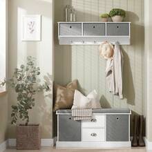 SoBuy FSR66-HG, 2 Baskets 2 Drawers Hallway Bedroom Storage Bench, Shoe Bench Shoe Rack Shoe Cabinet With Seat Cushion