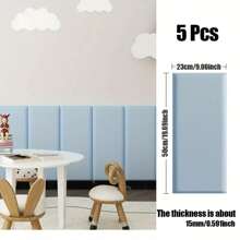 5pcs Soft Anti-Collision Minimalist Solid Color 3D Self-Adhesive Wall Stickers, Peel And Stick PU Soft Padding For Bed Headboard, Wall, Tatami Mat Decoration
