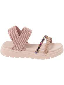 Comfortflex Girls' Sandals With Pink Braided Strap And Colorful Rhinestone Strap - Màu Hồng baby - Xem 3