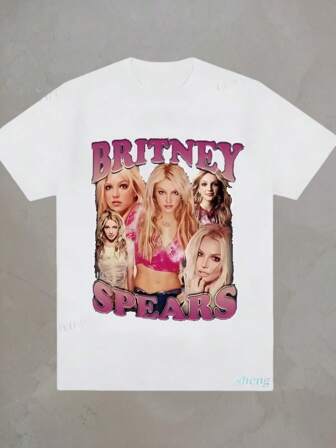 Women's T-Shirt I Love Britneys Spears Pure Cotton Y2k Unisex American Singers Retro Style Graphic Men's T-Shirts White