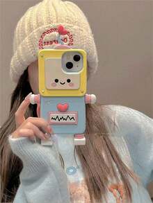 Cute Phone Case 3d Adorable Robot Design Phone Case Compatible With Apple 14 Pro Max, 15 Silicone, 11 Creative, 12 Sense Of Superiority, 13 Waterproof Shockproof Anti-Fall Scratch Resistant - Multicolor - View 3