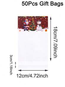 30/50pcs Christmas Santa Self-Adhesive Gift Bags, Snowman Christmas Tree Pattern, Transparent Plastic Cellophane Candy Bags, Merry Christmas Home Decor, 2026 Multi-Purpose New Year Gift Wrapping Supplies, Christmas Decorations, Christmas Pajamas, Christmas Gifts, Christmas Decor - Multicolor - View 4