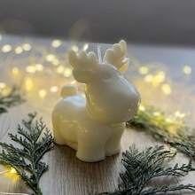 DIY蜡烛模具，圣诞驯鹿蜡烛模具，家居装饰硅胶模具 - 白色 - 查看 4