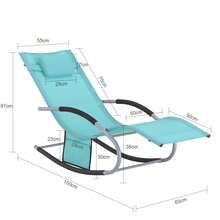 SoBuy Set Of 2 Sun Lounger Garden Chair Recliner With Cushioned Pillow & Side Pocket Garden Rocking Chair With Steel Frame 150kg Capacity Outdoor Garden Furniture For Patio Poolside OGS28x2 - Blue - View 3