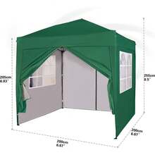MCC Direct Pop-Up Gazebo 2m X 2m With Sides Silver Protective Layer Waterproof Marquee Canopy WS - Green - View 8