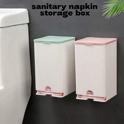 1 caixa de armazenamento de absorventes higiênicos montada na parede do banheiro, feita de material ABS espesso, com divisórias e tampas multifuncionais, caixa de armazenamento de higiene feminina para banheiro doméstico, à prova de poeira e umidade com tampa, caixa de armazenamento de absorventes higiênicos e absorventes internos, caixa de armazenamento de toalhas menstruais, caixa de lenços de papel, caixa de armazenamento multifuncional, adequada para armazenamento doméstico, como banheiros, banheiros e lavabos