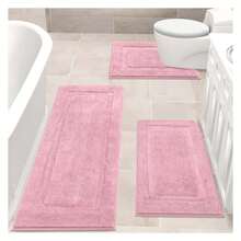 Bathroom Rugsof 3, Bath Mats Non Slip Washable - Soft Absorbent Shower Rugs For Tub Floor & Toilet - Blue Runner Rug, Yellow - As Picture 426 - View 1