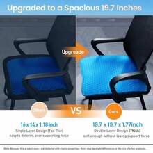 19.7" Gel Seat Cushion, Super Large & Thick Office Chair Cushion For Long Sitting - Back Hip Tailbone Pain Relief Cushion, Egg Seat Cushion Desk Chair Pads For Cars Wheelchair - Fits Up To 350 Lbs-222684 - 藍色XXL最大較厚 - 查看 4